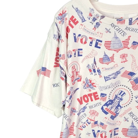 Vote Rights USA Uncle Sam All Over Print AOP Vintage Single Stitched Tee XL - Picture 8 of 16